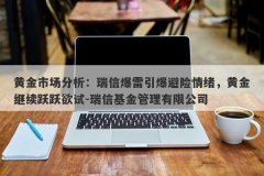黄金市场分析：瑞信爆雷引爆避险情绪，黄金继续跃跃欲试-瑞信基金管理有限公司